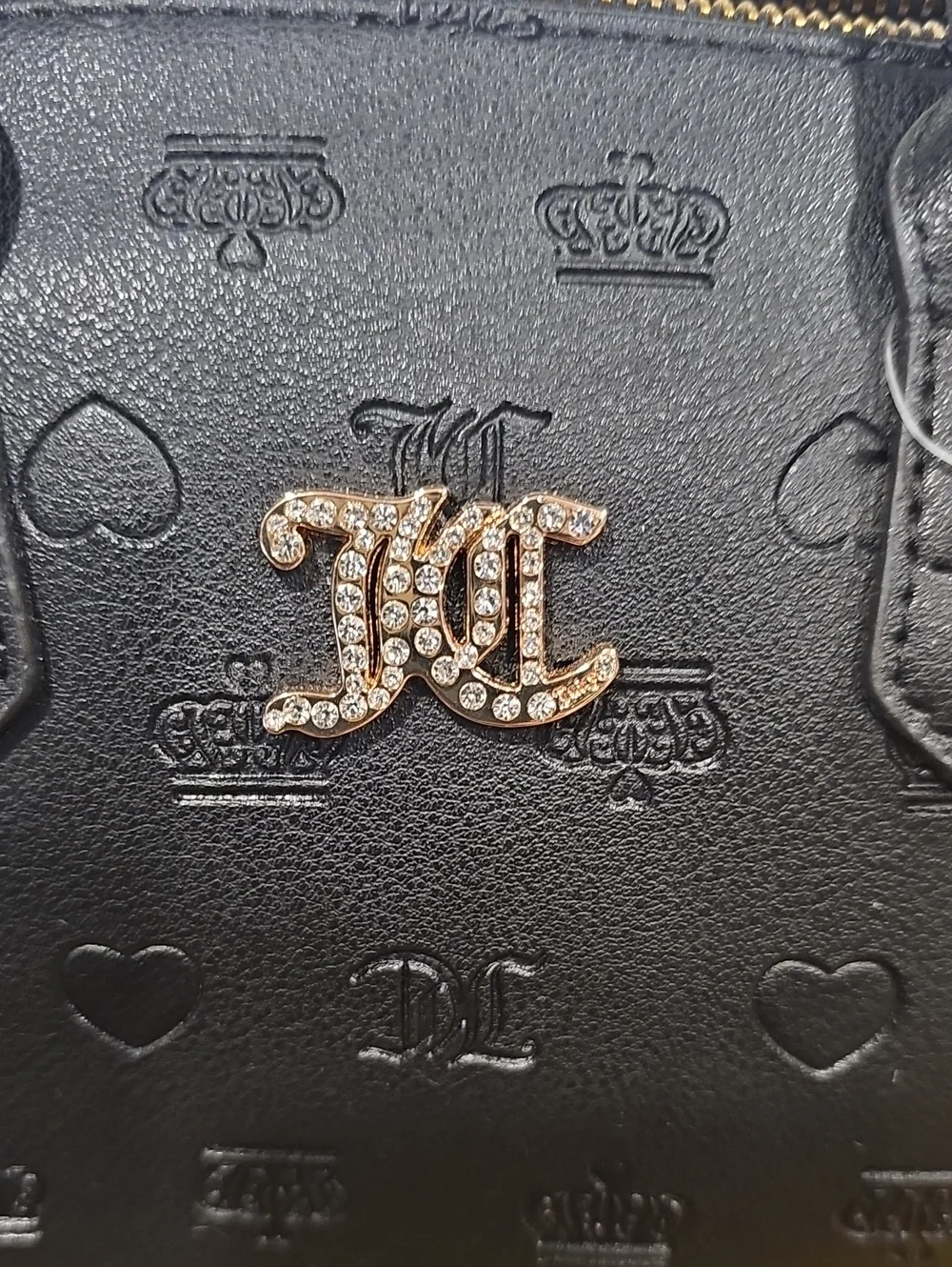 Juicy Couture Black Faux Leather Satchel Crossbody NWOT